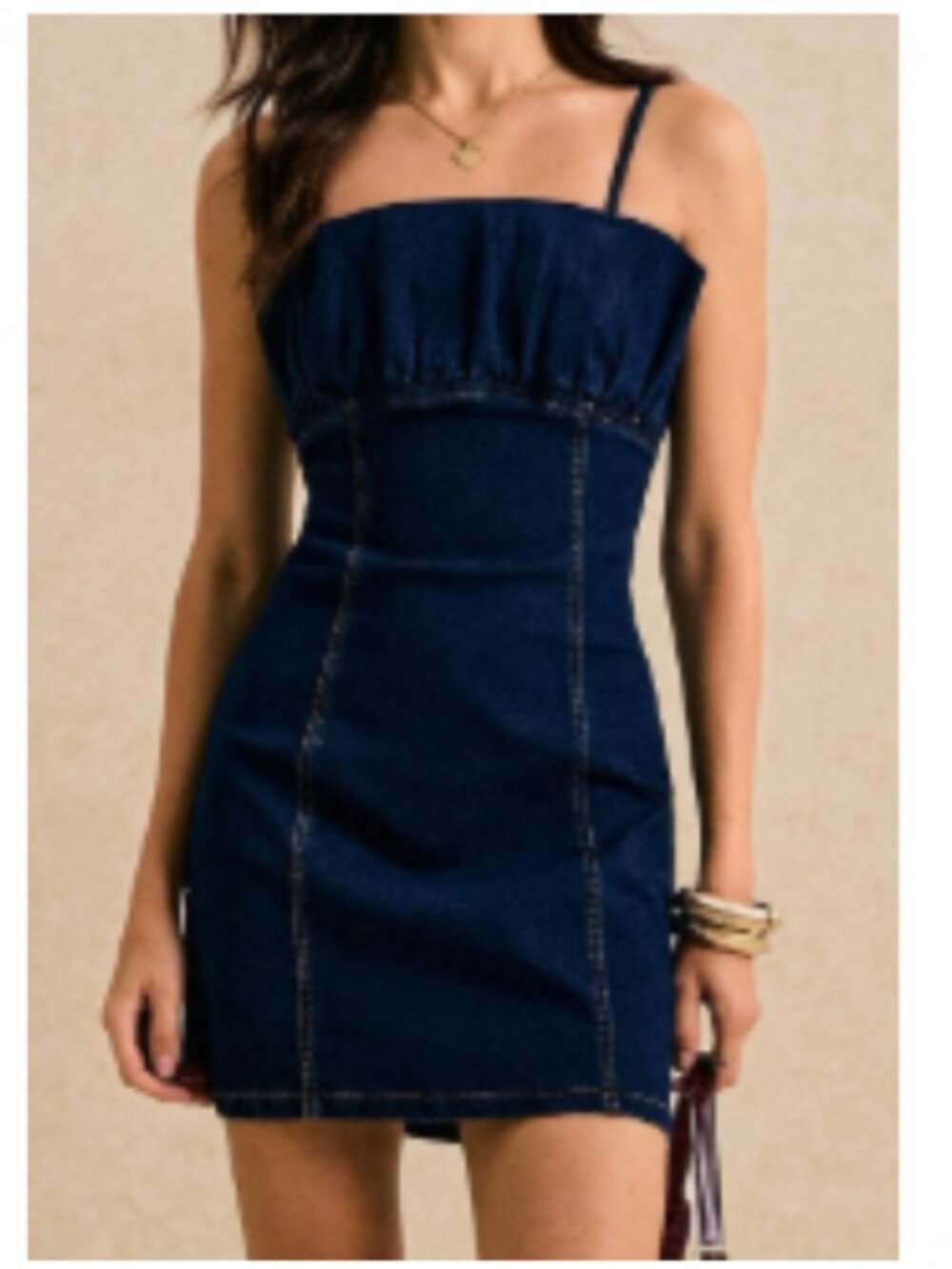 New 2026 Blue Mini Denim Bib Dress